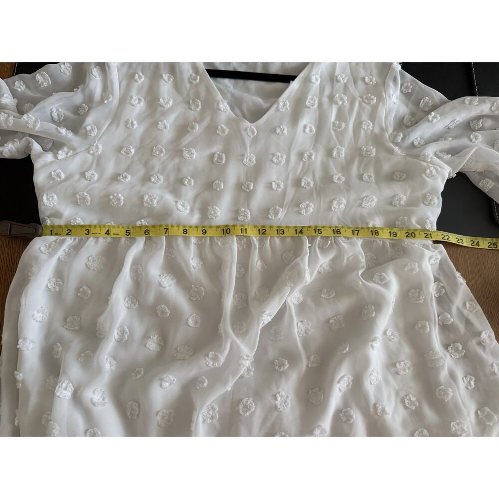 Blooming Jelly A-Line Dress Polka Dot Chiffon White Knee Length XL Women